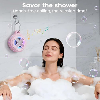 XLEADER X8(2 Gen) Upgraded, Bluetooth Shower Speaker, Certified IP67 Waterproof, 10W Pro Sound&Deep Bass, 24Hrs Playtime, Stocking Stuffers, White Elephant Gifts, for Teens Women, Pink - color: C-Pink