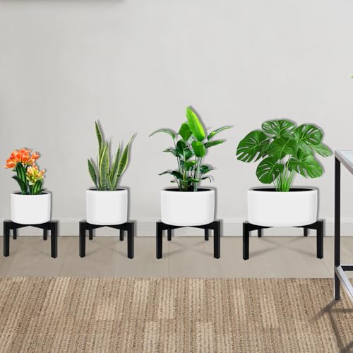 2 Pcs Heavy Duty Adjustable Metal Plant Stand for 10"-16" Plant Pot – Indoor & Outdoor (Black 2 Pack) - color: Mini 2Pcs Black 10-16", style: 3 - Mini