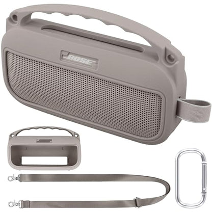 co2CREA Soft Silicone Case for Bose SoundLink Flex 2nd Gen, Sandstone | Skin-Friendly Handle, Adjustable Shoulder Strap, Crossbody Carrying, Aluminum Carabiner, Lightweight - color: Sandstone Case