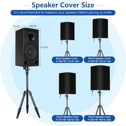 15 inch Outdoor Speaker Covers, 2 Pack Weatherproof Speaker Cover | for PA DJ Powered Speakers - 600D Thick Oxford Fabric Waterproof UV Protection Dustproof - size: 2 Pack