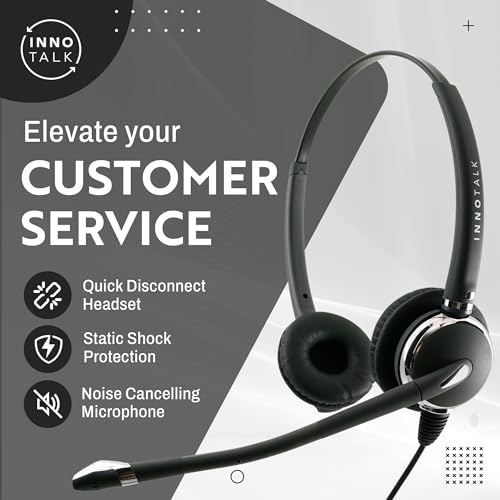 INNOTALK - Cisco Phone Headset, Pro Binaural Wired Headset with Microphone + Quick Disconnect Headset Adapter, Wired Headphones, Works for Most Cisco Phones, Cost Effective Corded Headset - size: Pro-Binaural