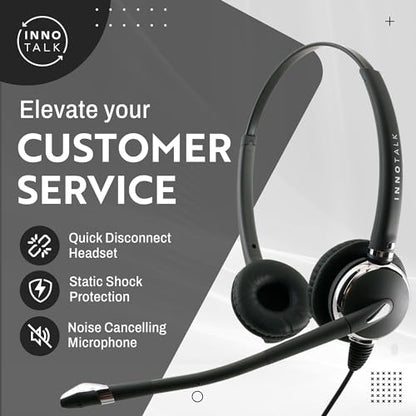 INNOTALK - Cisco Phone Headset, Pro Binaural Wired Headset with Microphone + Quick Disconnect Headset Adapter, Wired Headphones, Works for Most Cisco Phones, Cost Effective Corded Headset - size: Pro-Binaural