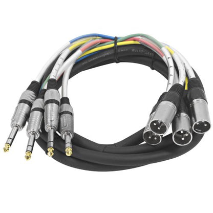 Seismic Audio - SAXT-4x10M - 4 Channel 1/4" TRS to XLR Male Snake Cable - 10 Feet Long - Serviceable Ends - Pro Audio Effects Snake for Live Live, Recording, Studios, and Gigs - Patch, Amp, Mixer, - size: 10 Foot - 4 Channel