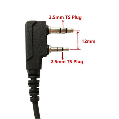 K-Storm Radio Acoustic Tube Earpiece Compatible with Kenwood Walkie Talkie | 2 Pin Surveillance Headset with Mic Fit Baofong UV-5R BF-F8HP Retevis RT21 RT22 Arcshell AR-5 - style: 1 pack