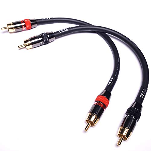 CNCESS CESS-163-2f Heavy Duty Low Noise 12AWG Premium RCA Audio Patch Cable (2 Feet) - size: 24 inches