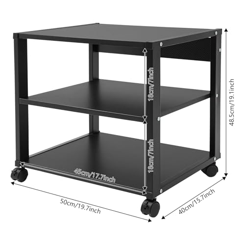 3 Tier AV Media Stand, Heavy Duty AV Equipment Cart Rack with Lockable Wheels, 88 lbs Load Audio Video Component Rack Open Shelf for Home Theater, Studio - size: 3-Tier