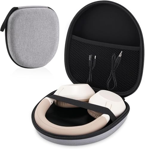 Headphone Case Hard Shell for JBL Sony Bose, Universal Over-Ear Carrying Case with Mesh Pocket, Shockproof Water-Resistant Travel Storage Bag, Gray