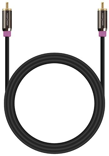 FosPower Subwoofer Cable (10 FT) RCA to RCA Audio Stereo Cable, Male to Male - Dual Shielded Cord | 24K Gold Plated Connector | Corrosion Resistant | Clean Sounding Signal - size: 10 Feet