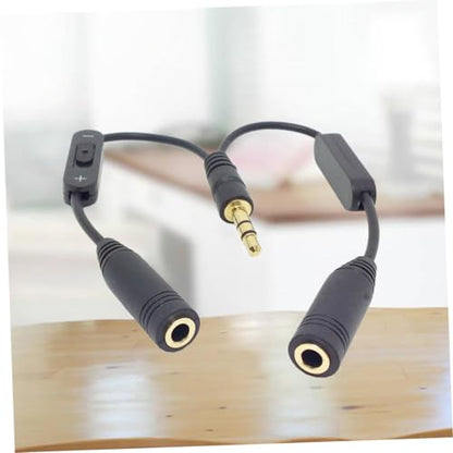 Black Headphone to Adapter Splitter 3.5mm Male Female 2 Mic