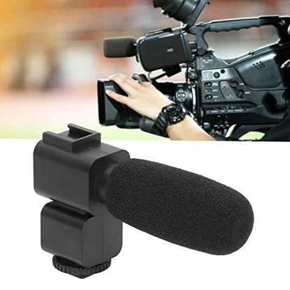 ASHATA Universal Camera Microphone, Video Microphone with Shock Mount, Unidirectional Stereo Camera Recording Mic for Studio Recording, Home Recording, Podcasting and Streaming