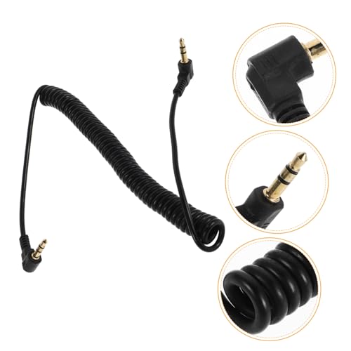 SHOWERORO Coiled Stereo Aux Cable Male to Male Audio Extension Cable with Dual Right Angle Design Retractable Spring for Headphones and Smartphones