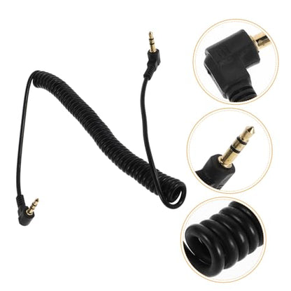SHOWERORO Coiled Stereo Aux Cable Male to Male Audio Extension Cable with Dual Right Angle Design Retractable Spring for Headphones and Smartphones