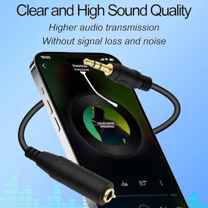 6.35mm 1/4 to 3.5mm TRS Headphone Extension Cable Audio Adapter 30cm | 1/4 Inch Female to 1/8 3.5mm Male,Stereo,for Headsets Amplifiers Guitar Speakers 2pcs