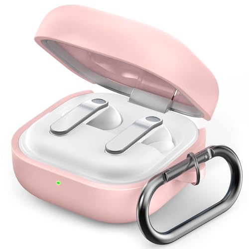 AhaStyle Silicone Case for Samsung Galaxy Buds4 and Galaxy Buds4 Pro (2026) | Skin-Friendly Soft Touch, Full Protection,Shockproof, with Carabiner, Wireless Charging, Headphone Accessories, for Men Women - color: Galaxy Buds4/Buds4 Pro, Pink