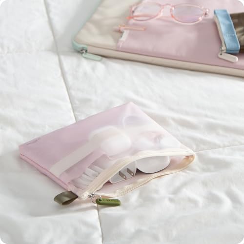 U Brands Tech Pouch Combo, Set of 2 - color: Rose Pink and Olive Green