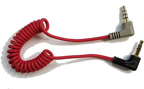 ienza 3.5mm TRS to 3.5mm TRRS Coiled Patch Adapter Cable Cord Compatible with iPhone Smartphone Compact On-Camera and Other Recording Microphones