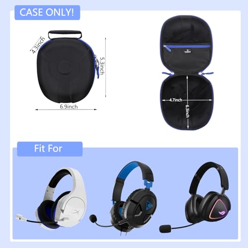 Tourmate Hard Storage Case for ASUS ROG Delta II/Delta S Core/Strix G/Delta S Animate/Pelta Gaming Headphones - Travel Case for ASUS TUF/TUF Gaming H1 Gaming Headset(Box for Sale) (Black & Blue)