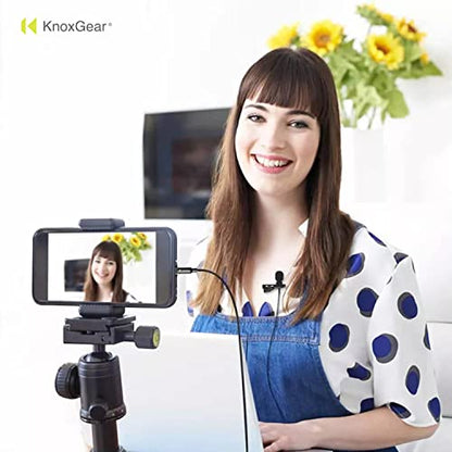 Knox Gear Omnidirectional Condenser Lavalier Microphone | Hands-free clip-on design, works with most cameras and portable recorders, smartphones may require an adapter