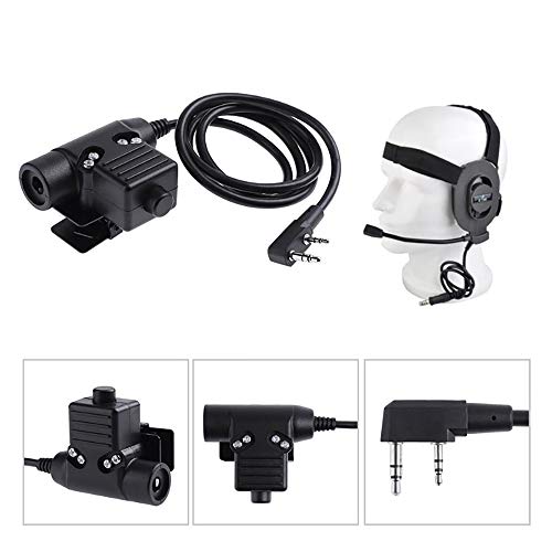 AngelReally U94 PTT Military Adapter Mobile 2 Pin 7.0mm Plug Push to Talk for Kenwood/Baofeng Radio