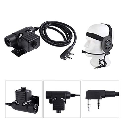 AngelReally U94 PTT Military Adapter Mobile 2 Pin 7.0mm Plug Push to Talk for Kenwood/Baofeng Radio