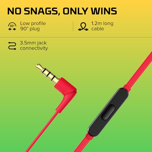 HyperX Cloud Earbuds II – 14mm Drivers, Four Eartips, Hard-Shell Carrying Case, Low-Profile 90° Plug, 3.5mm Plug, Built-in Microphone, Multi-Function Button, PC, Mobile, Nintendo Switch – Red - color: Red