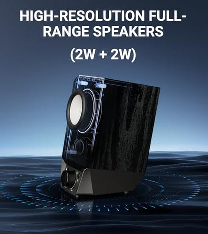 Edifier R19BT PC Speaker System with Wooden Cabinet, 3.5mm Input, Black | Bluetooth 5.3, Full Stereo Sound, Strong Bass, Volume Control, USB-A Sound Card for Computer/TV/Smartphone/Tablet
