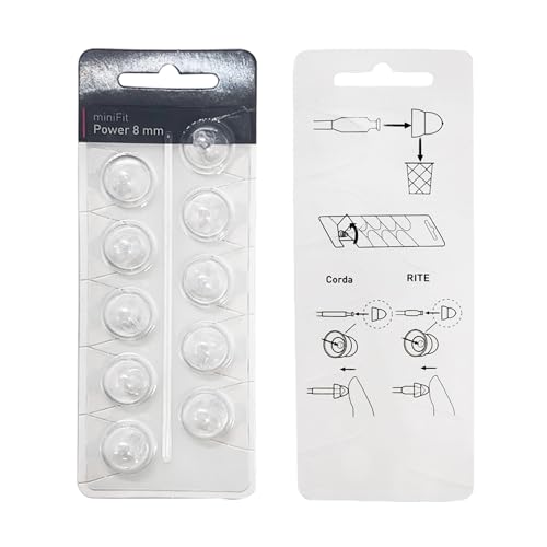 MiniFit Power Domes for Oticon Hearing Aids, 8mm, 20 Pieces | Soft silicone, fits Oticon Opn, Nera, Alta and RITE models, not for Corda tubes, includes cleaning brush and cloth, 2 packs - size: 8MM