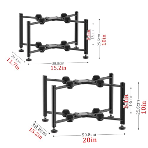Media Stand, Desktop Audio Rack Shock Absorbing, Open Breathable, AV Media Storage Cabinet Aluminum Alloy Frame, Stereo Cabinet for Living Room(15.2x10/38.8x25.6cm) - size: 15.2x10"/38.8x25.6cm