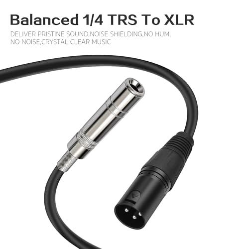 XLR Male to 1/4 inch 6.35MM Female Stereo Audio Cable 3PIN XLR Male to TRS Female Cable 1 FT(30cm) 2pcs - style: 3PIN XLR male to 6.35MM TRS Female Cable 1 FT(30cm)