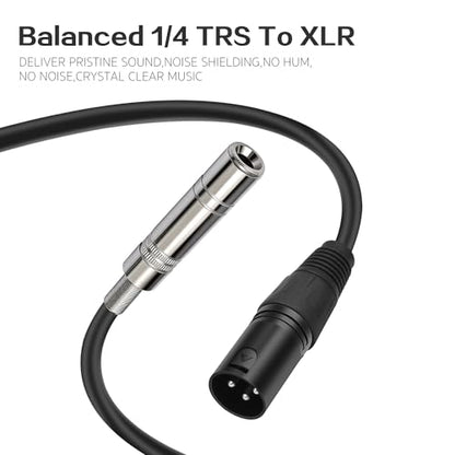 XLR Male to 1/4 inch 6.35MM Female Stereo Audio Cable 3PIN XLR Male to TRS Female Cable 1 FT(30cm) 2pcs - style: 3PIN XLR male to 6.35MM TRS Female Cable 1 FT(30cm)