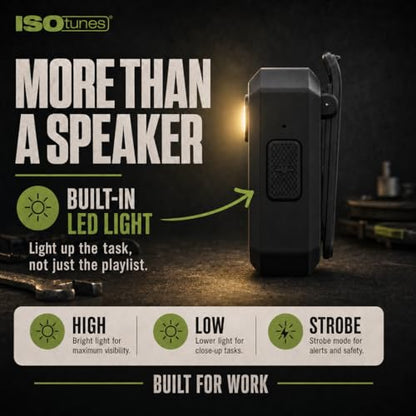ISOtunes Sidekick Wearable Bluetooth Speaker, Clip On Bluetooth Speaker | 20-hour battery, Bluetooth 5.4 with mic, magnetic clip, LED light, USB-C charging, IP67, MIL-STD-810H drop tested