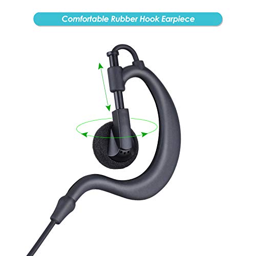 2-Pack Walkie Talkie Earpiece w Mic 2-Pin Compatible with Kenwood Bao Feng | G Shape Walkie Talkie Headset with PTT, Two Way radio Earpiece 3.5mm/2.5mm
