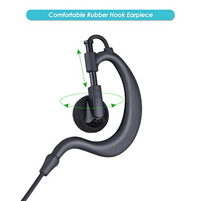 (2 Pack) Walkie Talkie Earpiece, 2-Pin 2.5mm/3.5mm G Shape Walkie Talkie Headset with PTT Mic, Compatible with Motorola Two-Way Radios