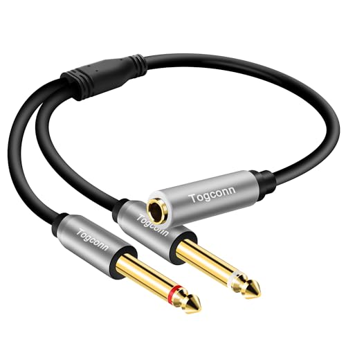 1/4 inch TRS Stereo Splitter Y Adapter, 6.35mm Stereo Female to Dual 6.35 mm TS Mono Male Jack, Quarter inch Audio Speaker Splitter Converter Cable 1 Feet, Gold Plated Connectors - color: 6.35mm TRS Female to Dual 6.35mm Male, size: 1 Pack