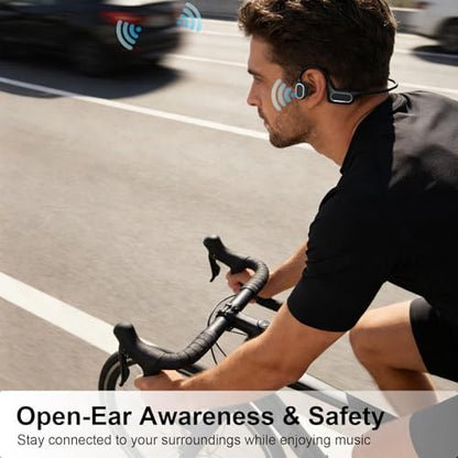 Fanisic Lap Swimming Headphones/Earbuds, Bluetooth 6.0 & MP3 with 32GB Memory IP68 Waterproof Bone Conduction Headphones, Underwater Open Ear Headphones-PureBlack - color: PureBlack