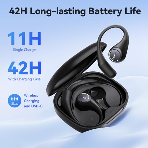 EarFun OpenJump Open Ear Headphones, Wireless Earbuds with Ergonomic Earhook, Hi-Res Sound, LDAC, 4 Mics ENC Call, 42H Playtime, Multipoint Connection, IPX7 Waterproof, Snug Fit for Workout, Running | Ergonomic Earhook, 4 Mics ENC Call, 42H Playtime, Mult