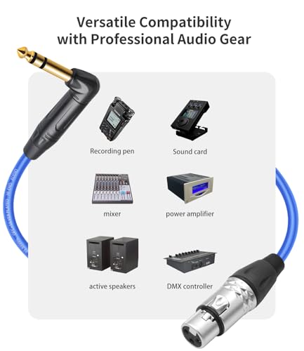 6Feet 2 Pack Balanced XLR Female to Right Angle 1/4 TRS Mixer Cable,6.35mm Stereo Male to 3pin XLR Female Audio Cable,20AGW 6N OFC+Silver Plated HI-END Microphone Audio Cable - size: 6Feet（2Pack）, style: 90° TRS To XLR F