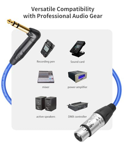 6Feet 2 Pack Balanced XLR Female to Right Angle 1/4 TRS Mixer Cable,6.35mm Stereo Male to 3pin XLR Female Audio Cable,20AGW 6N OFC+Silver Plated HI-END Microphone Audio Cable - size: 6Feet（2Pack）, style: 90° TRS To XLR F