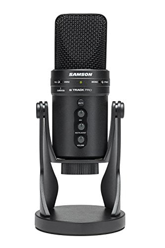 SAMSON G-Track Pro Professional USB Condenser Microphone with Audio Interface | 24-bit/96kHz USB microphone with instrument input and mixer for musicians, podcasters and streamers - color: Black