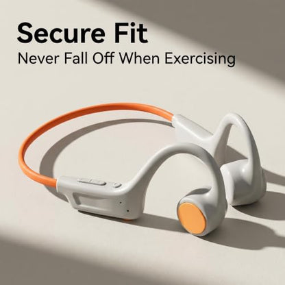 Bone Conduction Headphones, Bluetooth 5.3 with ENC Noise-Canceling Mic, IP54 Waterproof, 15H Playtime HiFi Stereo Sound for Running, Cycling, Workout (White) - color: White