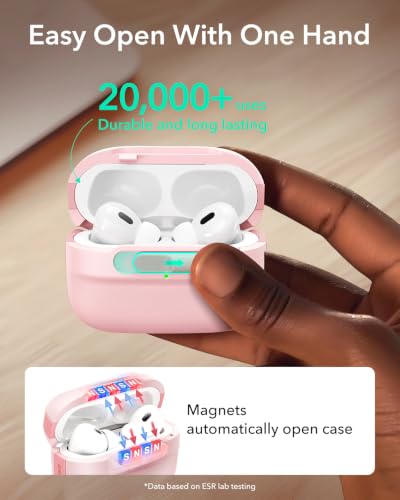 ESR for AirPods Pro 2 Case (2023/2022/2019), Compatible with MagSafe, Pink | Compatible with Airpods Pro (USB-C/Lightning Cable), Magnetic Lid, Full Drop Protection Cover with Lanyard - color: Pink, size: Airpods Pro 2&1 Case