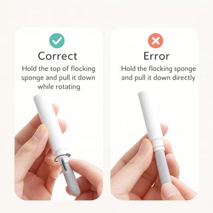 3-in-1 Earbud Cleaning Kit, Portable Cleaning Pen with Soft Brush, Metal Tip & Sponge, Multi-Function Tech Cleaning Tool Compatible with Wireless Earbuds, Phones, Speakers & Keyboards (White)