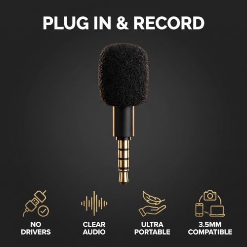 Black 4 Pole Mini Portable Microphone Jack 3.5mm Aux 4 Pole/ 3 Pole Karaoke Mic for Recorder Mobile Smart Phone Computer Laptop Multipurpose, Condenser Microphones