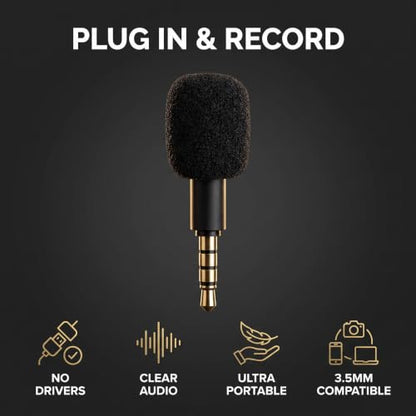 Black 4 Pole Mini Portable Microphone Jack 3.5mm Aux 4 Pole/ 3 Pole Karaoke Mic for Recorder Mobile Smart Phone Computer Laptop Multipurpose, Condenser Microphones