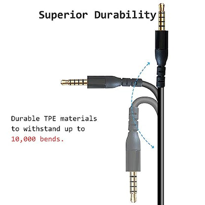 TPE Audio Cable for SteelSeries Arctis Nova 7 / Pro Headset | Black , TPE 3.5mm 5 pole to 4 pole jack Cable for SteelSeries Arctis Nova 7 / Pro Headset
