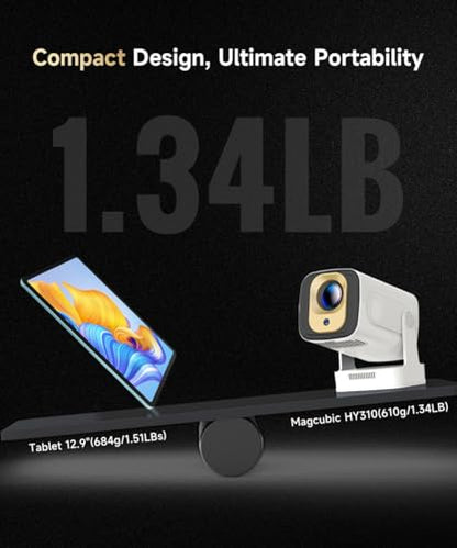 【Auto Focus&1080P】Magcubic Mini Smart Projector 4K Support, Built in Apps | Portable Projector with Wifi 6 and Bluetooth 5.4, Auto Keystone, 5W Speaker, Android 14, Voice Control, Home Movie Proyector