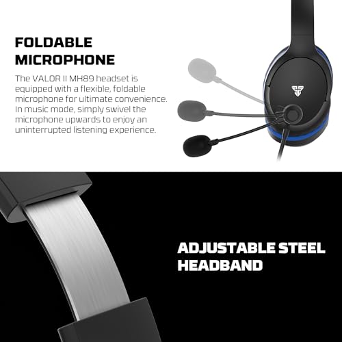 FANTECH Valor II MH89 Wired Gaming Headset with 40mm Drivers, Noise Cancelling Mic, 3.5mm Jack for PC, PS5, PS4, Xbox, Nintendo Switch, Mobile - Over-Ear Headphones with Foldable Microphone (Black)