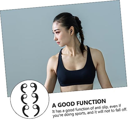 NUOBESTY 6Pcs Silicone Earphone Clip Hooks for Earbuds Slip Protective Earhooks Outdoor Sports Ear Wings in Black Large Medium Small Comfortable and Design