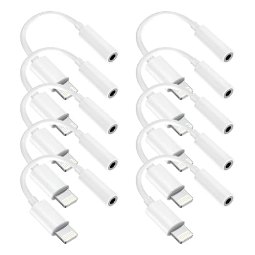 [Apple MFi Certified] 10 Pack for iPhone 3.5mm Headphones Adapter, Lightning to 3.5 mm Headphone/Earphone Jack Converter Audio Aux Dongle Compatible with iPhone 14 13 12 11 Pro XR XS Max X 8 7 - size: 10Pack