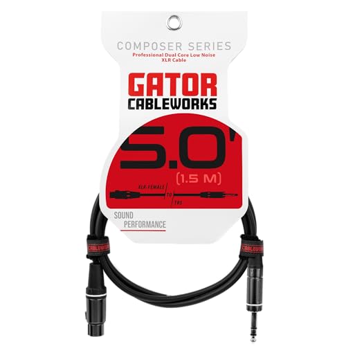 By Gator Cases Composer Series Deluxe 5 Foot XLR Female to TRS Cable, (GCWC-XLR-05FTRS) - size: 5 Feet, style: TRS/XLR Female